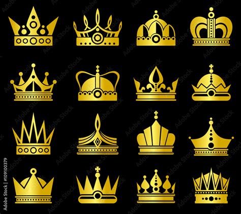 Gold crown vector set. Luxury gold and king crowns, classic royal crown ...