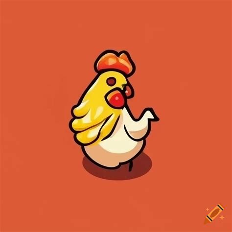 Kawaii chicken restaurant logo in red and yellow on Craiyon