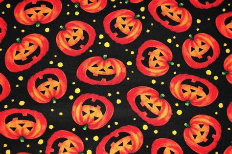 Halloween Fabric Pumpkin Fabric Jack O Lantern By The Yard | Etsy