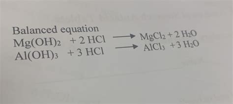 Solved MgCl2 + 2 H20 Balanced equation Mg(OH)2 + 2 HCl - | Chegg.com