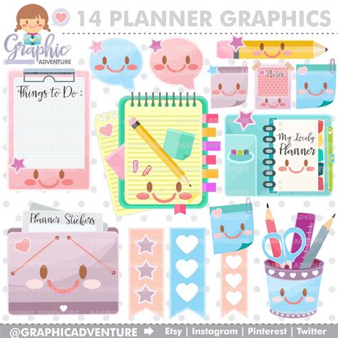 75%OFF Planner Clipart Planner Graphics COMMERCIAL USE