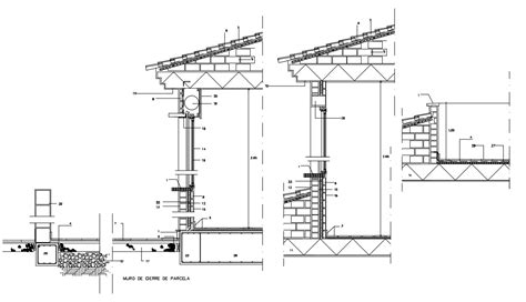 Wall Section With Roof Detail Dwg File - Cadbull