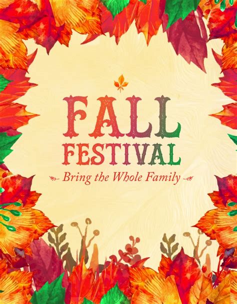 Fall Festival Autumn Leaves Church Flyer Template Template | Flyer Templates