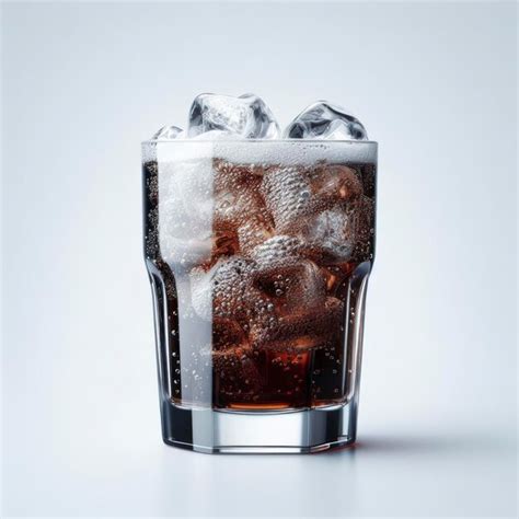 Premium AI Image | Glass of soda with ice on solid white background ai generative