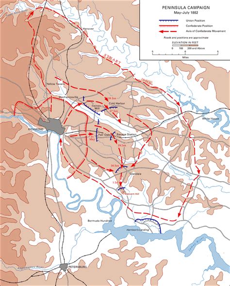 The Seven Days Battle Peninsula Campaign 1862 Map American Civil War