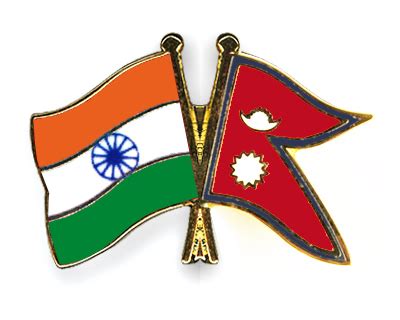 Crossed Flag Pins India-Nepal Flags