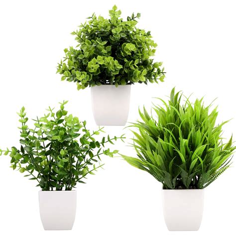 Buy GREENTIME 3Pack Mini Fake s in Pots,Artificial Plastic Eucalyptus s ...