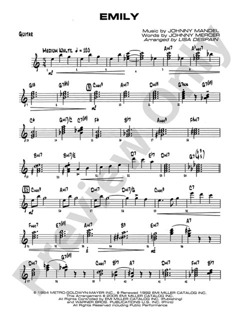 Emily: Guitar: Guitar Part - Digital Sheet Music Download