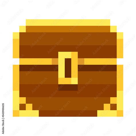 Color pixelated treasure chest. Vector illustration pixel art design ...