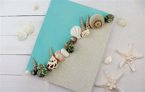 Sand and Shell Canvas Art | Shell crafts, Shell crafts diy, Bathroom ...