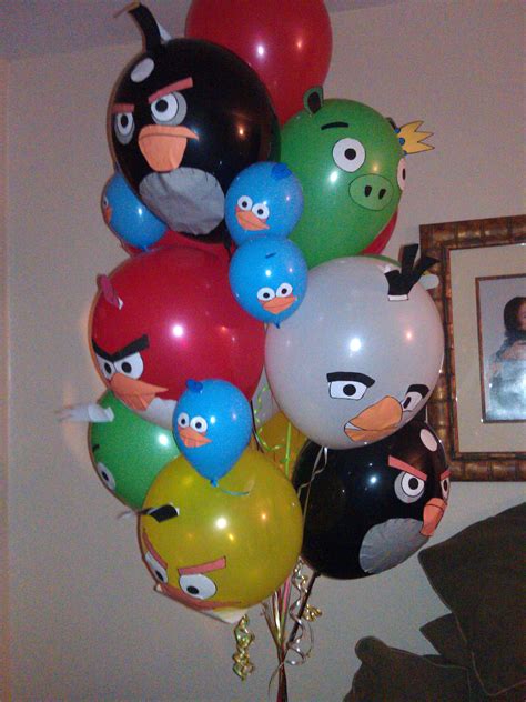 Angry Bird balloon bouquet I made for my son a few years ago. # ...