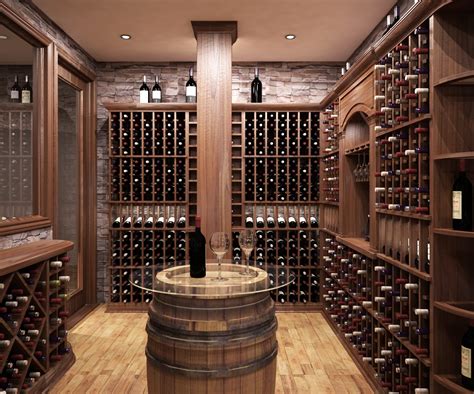 Custom traditional wine cellar - rustic stone & wood design