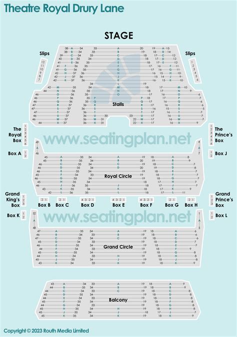 Theatre Royal Drury Lane Detailed Seating Plan