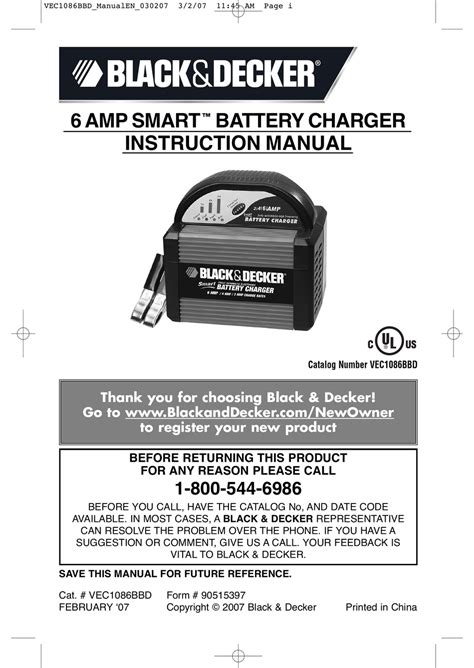 BLACK & DECKER BATTERY CHARGER INSTRUCTION MANUAL Pdf Download | ManualsLib