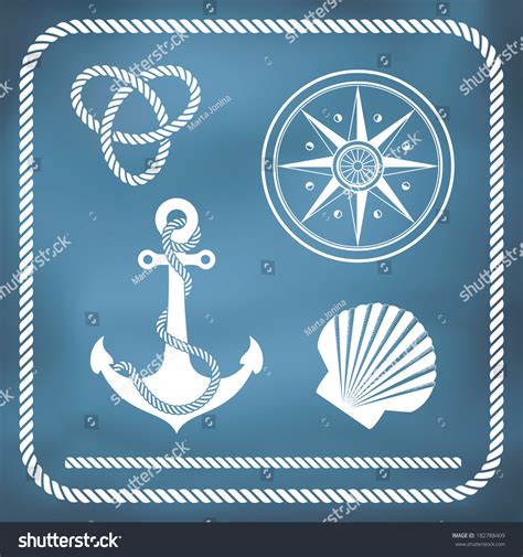 Nautical Symbols Compass Anchor Rope Knot Stock Vector (Royalty Free) 182788409 | Shutterstock