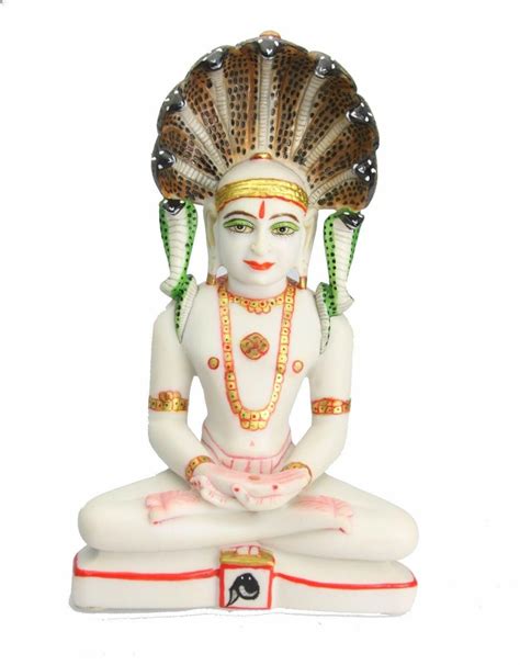 INDIAN HINDU PARSHWANATH MURTI SITTING WHITE JAIN HINDU GOD SNAKE ...