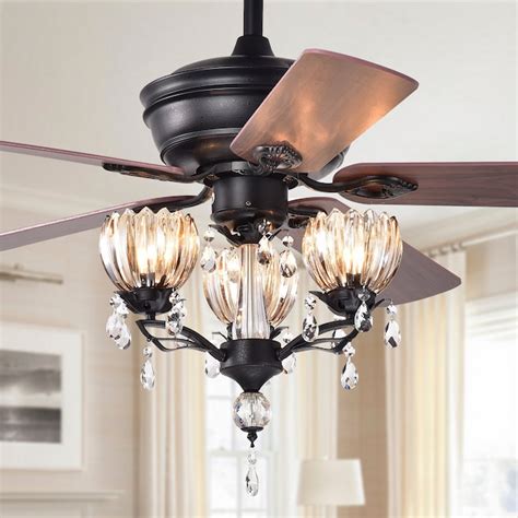 Home Accessories Inc 52-in Black LED Indoor Chandelier Ceiling Fan with ...