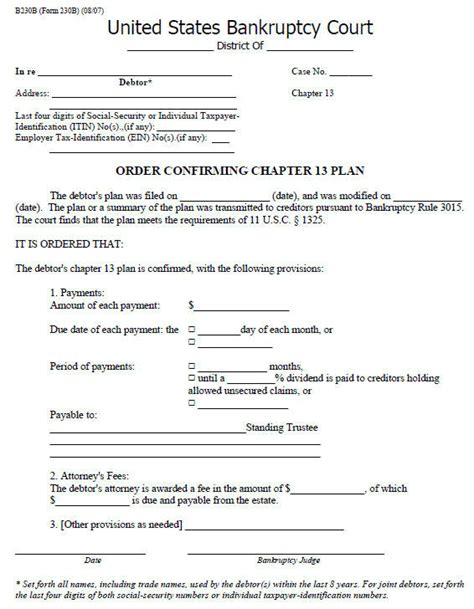 Confirmation And Amending The Chapter 13 Repayment Plan - PlanForms.net