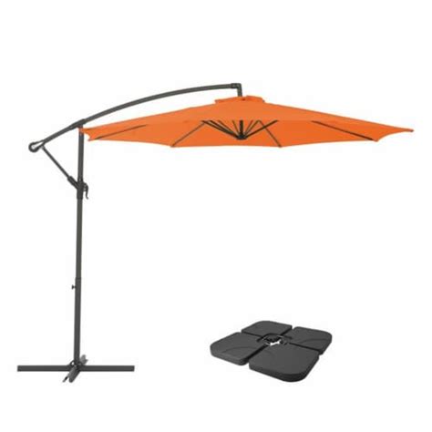 Corliving 9.5Ft Uv Resistant Offset Patio Umbrella And Patio Base Weights Orange, 1 unit - City ...
