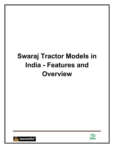 Swaraj Tractor Models In India - Features And Overview by sanvendra - Issuu