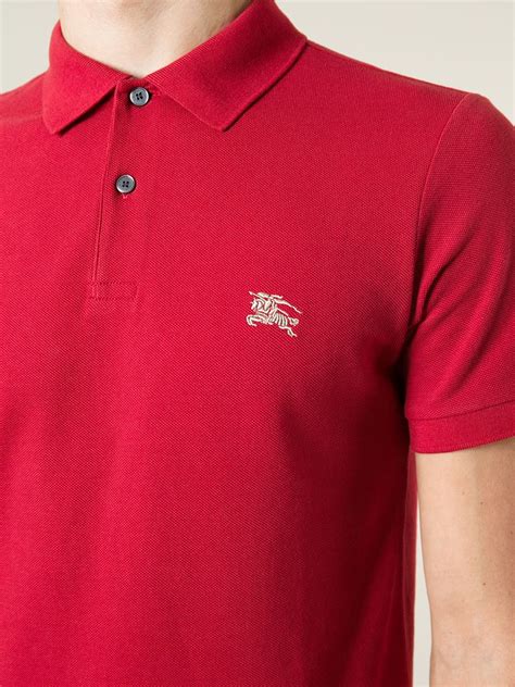 Lyst - Burberry Brit Logo Embroidered Polo Shirt in Red for Men