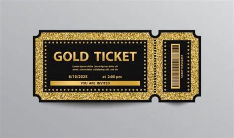 Luksusowy Złoty Bilet Szablon Na Białym Tle | Premium Wektor | Golden ticket template, Ticket ...