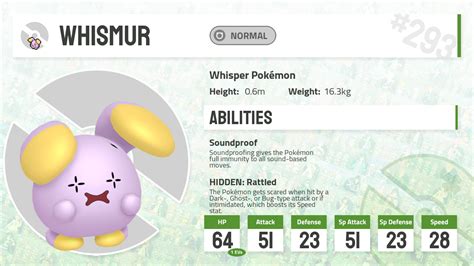 #0293 Whismur - Pokecharms PokéDex