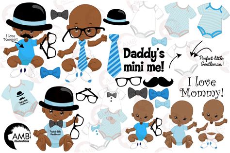 Baby boy clip art African American baby boy birthday clipart | Etsy