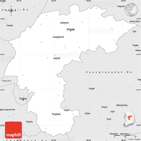 Silver Style Simple Map of Chungchongbuk-Do