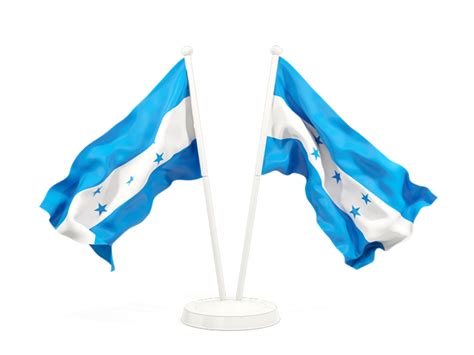 Two waving flags. Illustration of flag of Honduras