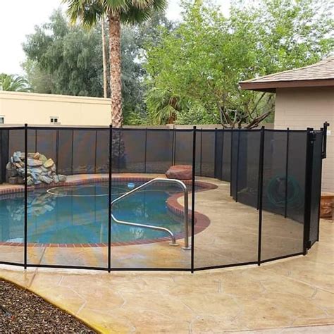 VINGLI 5 ft. x 12 ft. Pool Safety Fence for In Gound Swimming Pool in Black Mesh Fence HD-5x12 ...