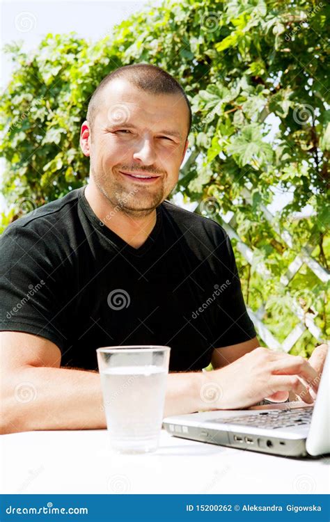 Man working with laptop stock photo. Image of male, lifestyle - 15200262