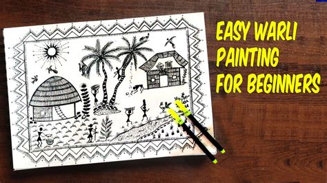 easy warli painting for beginners || warli art tutorial || warli art drawing for kids - YouTube