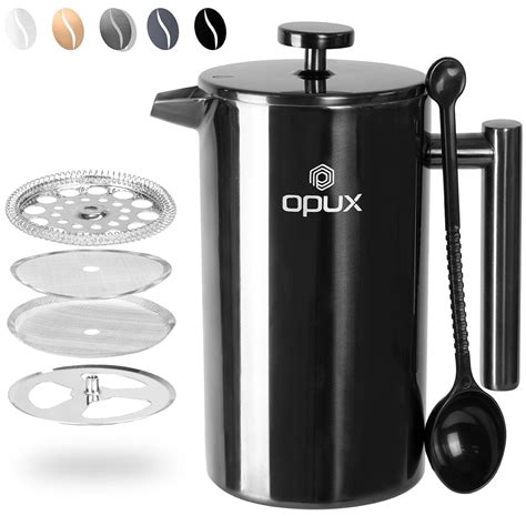 OPUX French Press Coffee Maker | 34 fl oz/1 Liter, Premium Stainless Steel Large Insulated ...
