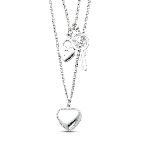 Heart & Key Necklace Sterling Silver | Jared