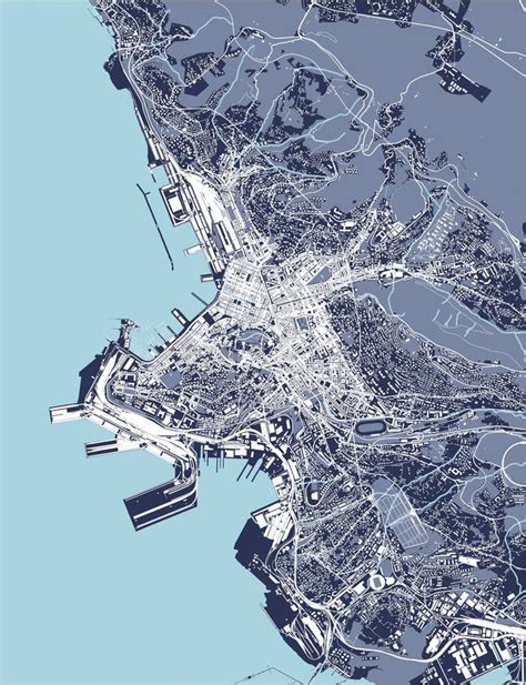 Map of the City of Trieste, Italy Stock Vector - Illustration of geography, street: 211924725