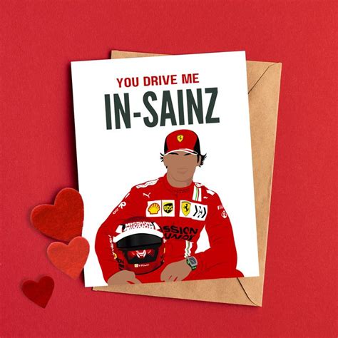 F1 Carlos Sainz Jr Valentines Card / Ferrari / Funny / Decal / Boyfriend / Girlfriend ...