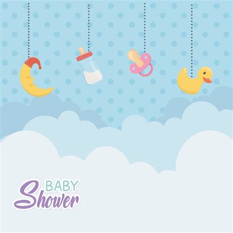 Free Vector | Baby shower card with accessories hanging