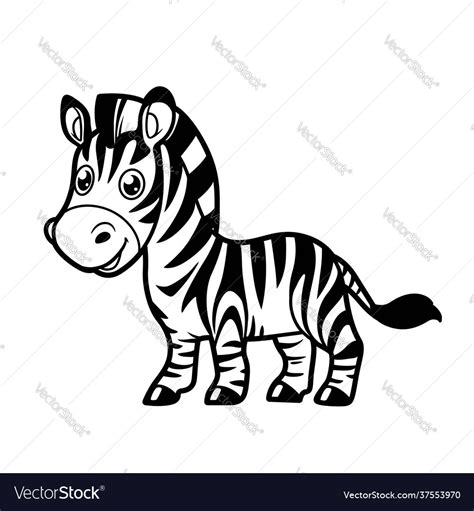 Cute cartoon zebra outline drawing for coloring Vector Image