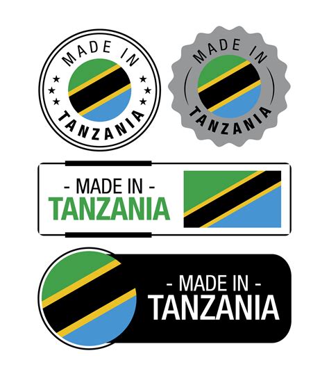 Set of Made in Tanzania labels, logo, Tanzania Flag, Tanzania Product ...