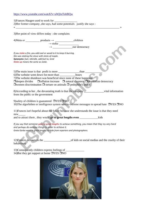 Whistleblower Frances Haugen - ESL worksheet by pielle