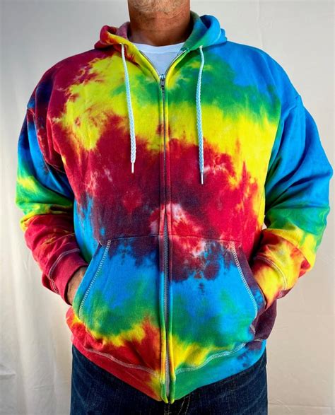 Tie-Dye Zip-up Hoodie // Rainbow // Loungewear | Etsy