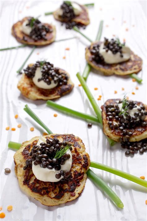 Beluga Lentil 'Caviar' With Potato Blini | Recipe | Recipes, Food, Cooking