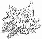 Color Thanksgiving Cornucopia Coloring Page Sketch Coloring sketch template
