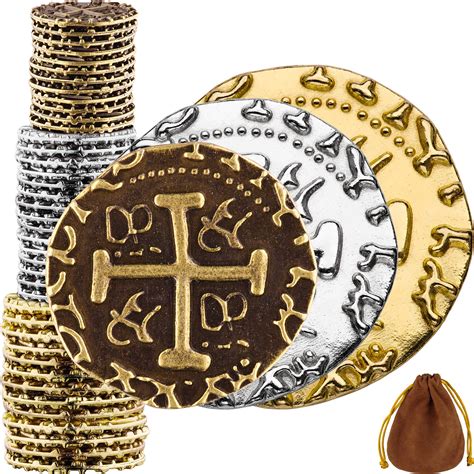 Buy Pirate Coins - 36 Bronze, Silver & Gold Treasure Coin Set, Metal ...