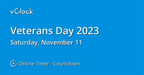 When is Veterans Day 2023 - Countdown Timer Online - vClock