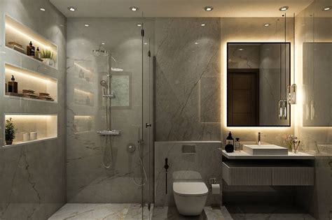 Modern Spacious Bathroom Design With Warm Lights | Livspace