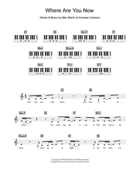 Where Are You Now by Britney Spears Sheet Music for Piano Chords/Lyrics ...