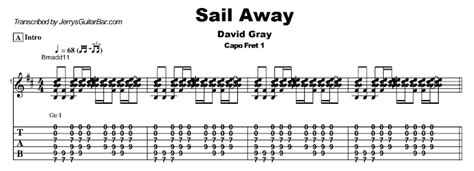 David Gray - Sail Away Guitar Lesson, Tab & Chords - Jerry's Guitar Bar