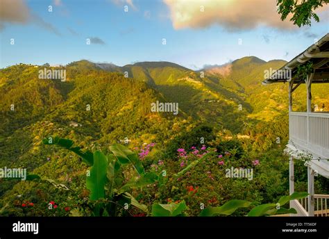 The Blue Mountains, Jamaica, Dec 2018, Strawberry Hill Hotel house at sunset Stock Photo - Alamy